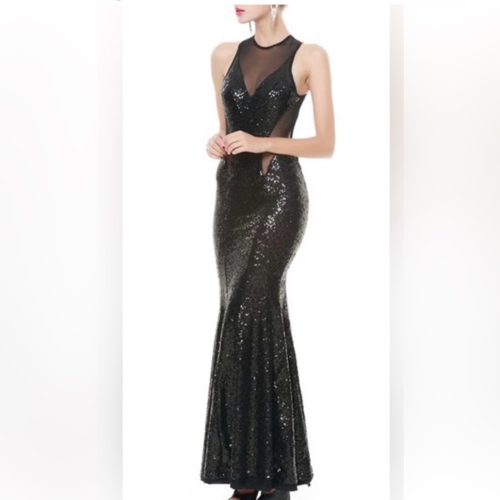 Sequin Maxi Black Dress